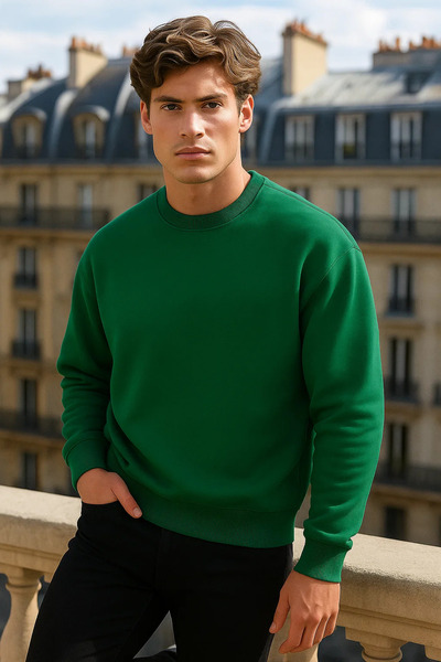 COMBİNE MİCHAİL Чоловічий велосипедний комір Oversize зелений светр