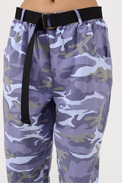 Park Moda 8600 CAMOUFLAGE PATTERN BELT DETAILED GABARDINE PANTS