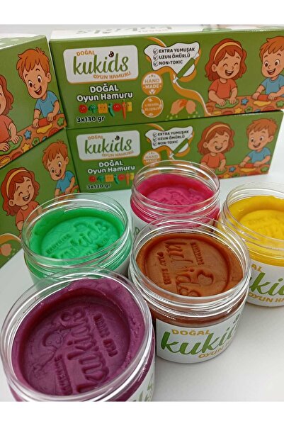 kukids play dough عجينة لعب طبيعية 100% (عضوية) بـ 5 ألوان (5 × 130 جرام)