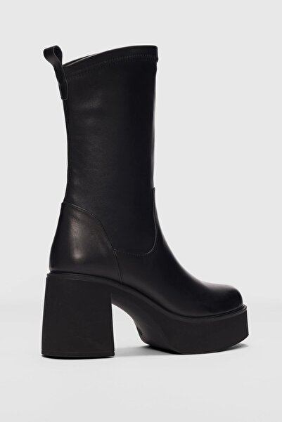 selinshoes Liora Yüksek Ökçeli Kadın Streç Bot-SİYAH