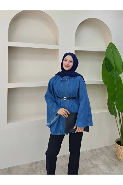 lurex moda Denim Poncho