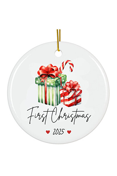 OEM White acrylic ornament Christmas tree decoration First Christmas 2025 baby 8cm