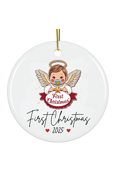 OEM Ornament acrilic First Christmas 2025 bebe alb amintire 8cm