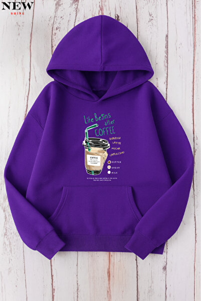 New Shine Φούτερ καφέ με τύπωμα