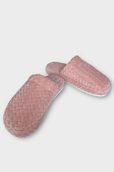 Liger Γυναικείες παντόφλες με μοτίβο ζιγκ-ζαγκ με γούνα εσωτερικά, αντιολισθητική σόλα ΡΟΖ