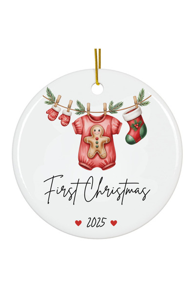 OEM White acrylic ornament First Christmas 2025 baby decoration 8cm