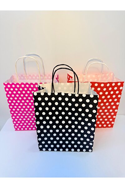 aybaş kağıtçılık 1.Kalite 18x24 Cm (9 Adet) 3 Farklı Renk Beyaz Benekli Kraft Kağıt Çanta,Hediye Poşeti,Hediye Paketi