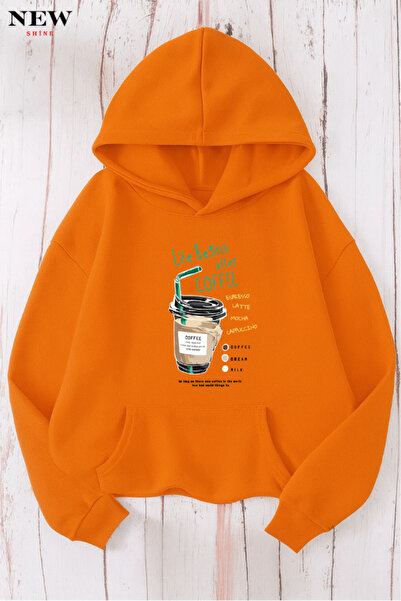 New Shine سويت شيرت مطبوع عليه قهوة