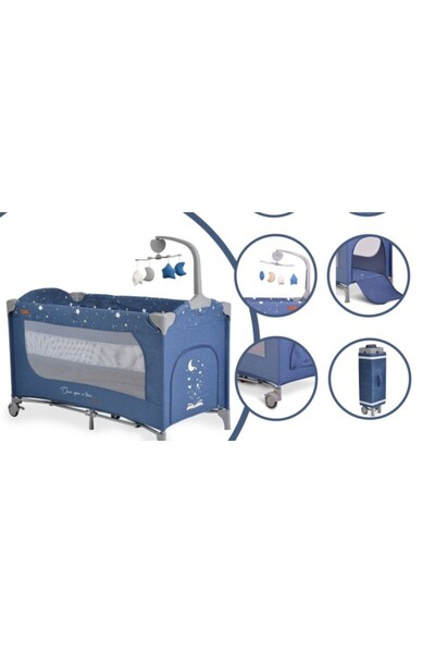 Cangaroo Pat pliabil pentru bebeluși cu două niveluri A fost odată 2, Denim