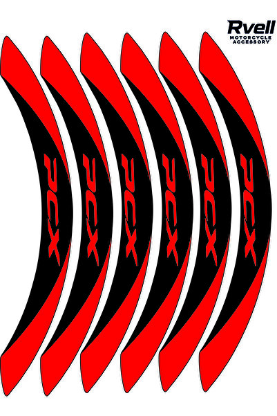 MKARAKAN Rvell Honda Pcx Uyumlu Jant Şeridi Seti - 12 Parça ( Siyah - Kırmızı...