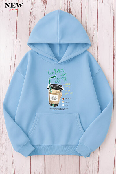 New Shine سويت شيرت مطبوع عليه قهوة