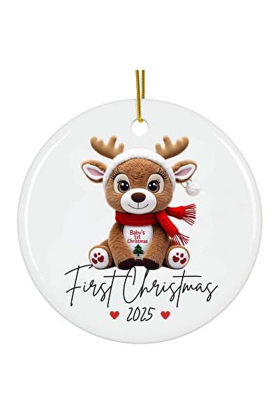 OEM Special white acrylic ornament baby First Christmas 2025 8cm