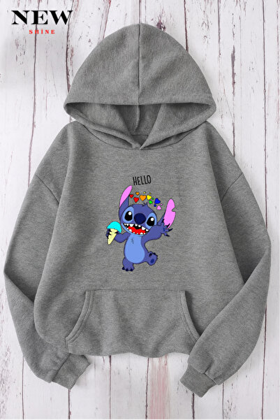 New Shine سويت شيرت مطبوع عليه ستيتش