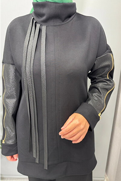 MASCARA Zipper Detailed Sleeves Tunic Black 56Mk2122
