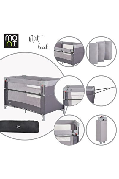 Moni Foldable Crib with Sliding Side Next Level Gray, Mattress Included