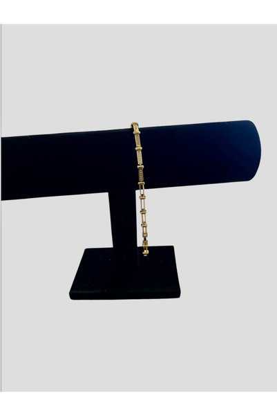 Aleda Steel Gold Stone Rectangular Bracelet