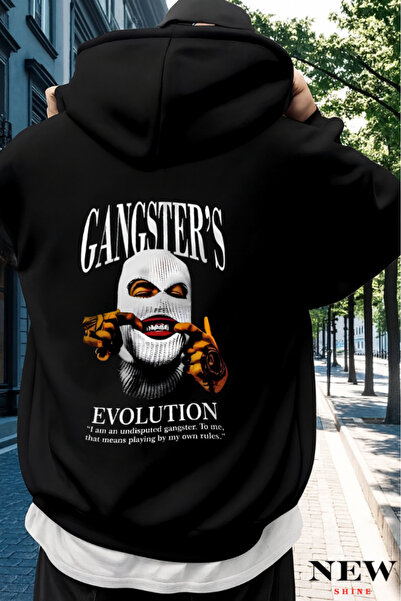 New Shine سويت شيرت مطبوع عليه عبارة Gangsters