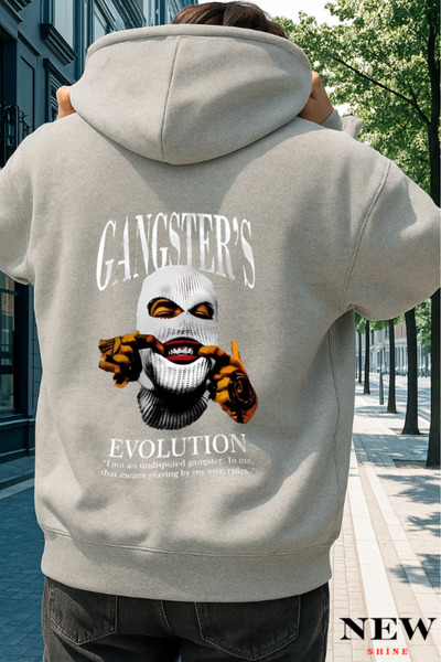 New Shine سويت شيرت مطبوع عليه عبارة Gangsters