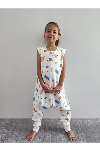 RUKİYE YAVUZ Pamuk Pazen Kolsuz Çocuk Uyku Tulumu %100 Pamuk Çift Kat Pazen 21-24 Derece 1 Tog Geniş ve Uzun Kalıp 3-10 Yaş