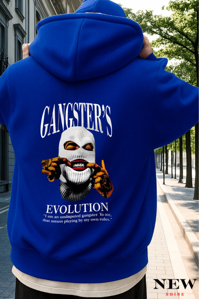 New Shine سويت شيرت مطبوع عليه عبارة Gangsters
