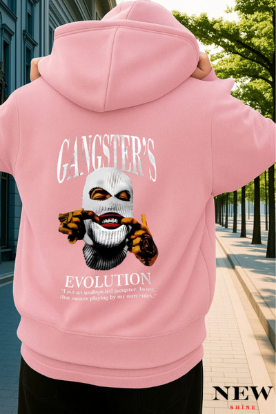 New Shine سويت شيرت مطبوع عليه عبارة Gangsters