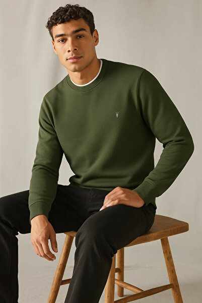 COMBİNE MİCHAİL Ανδρικό χειμερινό χοντρό βασικό πουλόβερ χακί