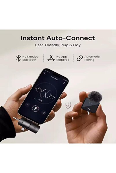 Nomker iPhone 13 Uyumlu İkili Kablosuz Yaka Mikrofonu