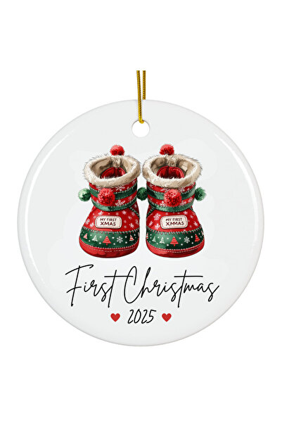 OEM Ornament acrilic alb personalizat bebe First Christmas 2025 8cm