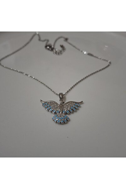 azra takı tasarım Zümrüdüanka, Phoenix, with Steel Zircon Stone, Silver Short Women's Necklace