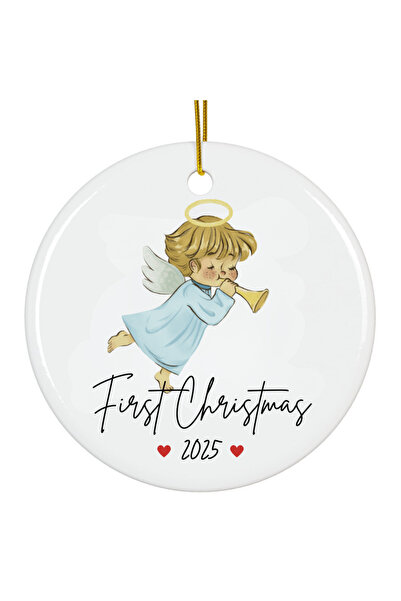 OEM Ornament acrilic 8cm alb bebe First Christmas 2025 amintire