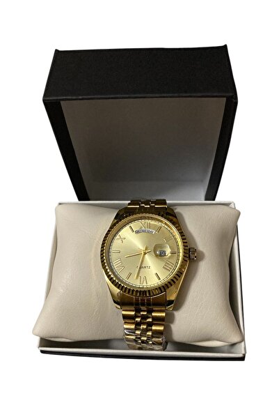 Eyiser Store Gold Color Roman Numeral Double Calendar Men's Wristwatch - Special Boxed Shipping