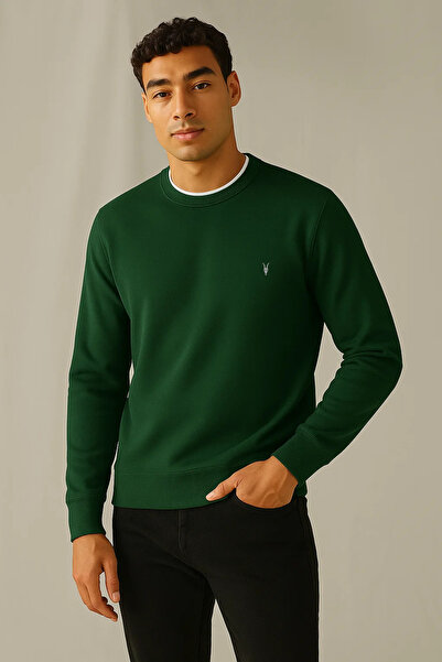 COMBİNE MİCHAİL Pulover de iarnă pentru bărbați, gros, de bază, verde închis