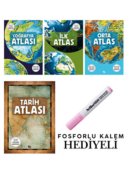 Parodi Yayınları Orta Atlas - Tarih Atlası - Coğrafya Atlası ve İlk Atlas 4'l...
