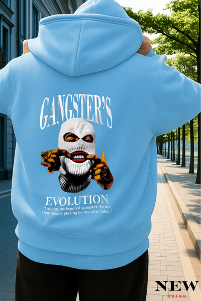 New Shine سويت شيرت مطبوع عليه عبارة Gangsters