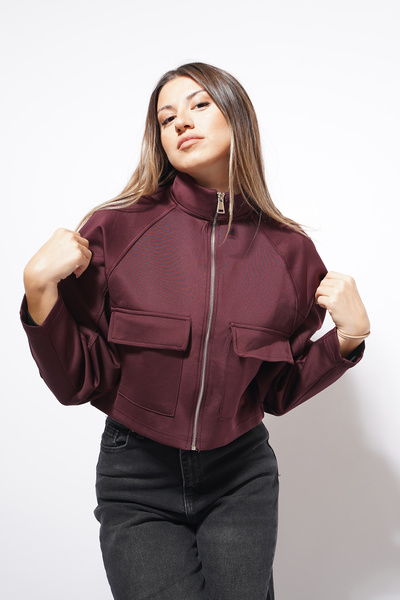 CKM MODA Jachetă Paynır Sukuba cu buzunar pentru șapcă, roșu claret