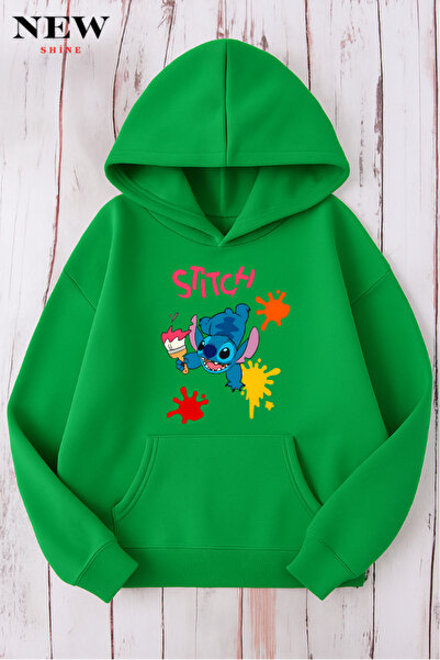 New Shine سويت شيرت مطبوع عليه ستيتش