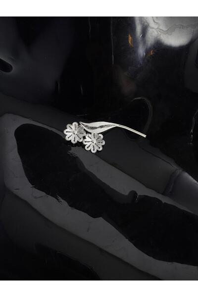 Sahra Gümüş Papatya Buketi Motifi El Işi Telkari Gümüş Broş & Yaka İğnesi