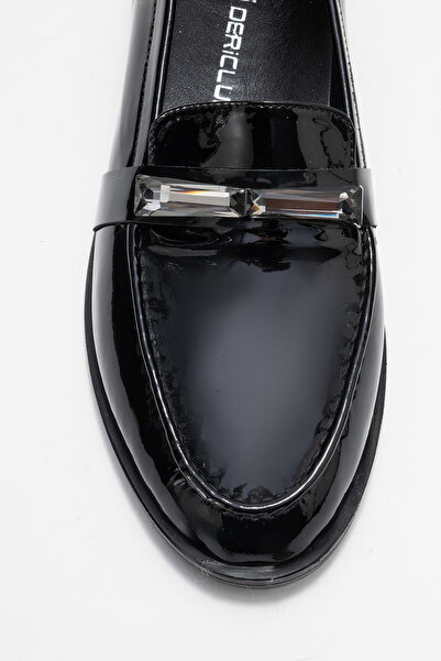 Dericlub Women's Stylish Patent Leather Loafer Genuine Leather Rg 7504 Black