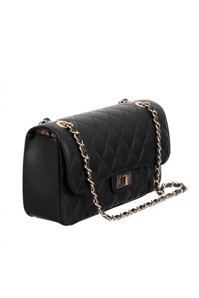 AZZURA Geantă Patricia, crossbody leather black with quilted design