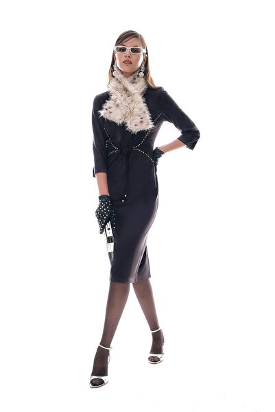 EXPLOSION Süet Troklu Bağlama Detaylı Elbise