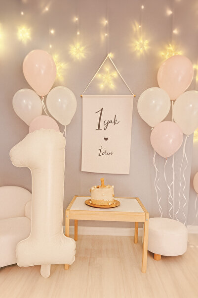 Partifabrik Doğumgünü 1 Yaş Balon Seti Rakam Balon 10 adet lateks Balon