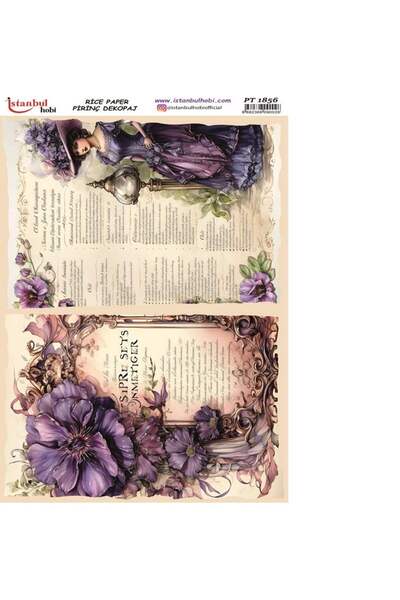İstanbul Hobi ورق ديكور نحاسي 30×42 سم PT-1856 بتصميم نسائي زهري