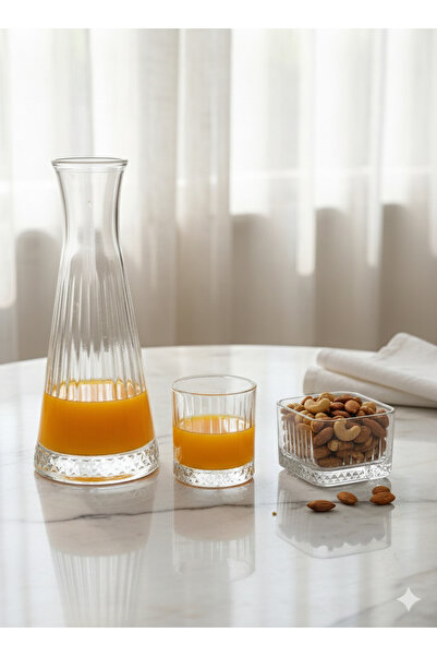 Paşabahçe Elysia Series 9-Piece Wine Decanter, Glasses, and Snack Plate Presentation Set