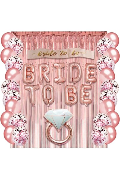 Generic لوازم حفلات توديع العزوبية للسيدات مع بالونات ذهبية ووردية، وديكورات، وهدايا من رقائق معدنية للعروس