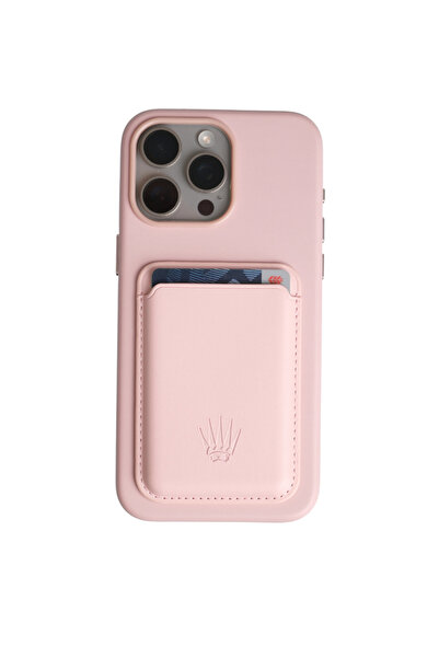 WATCHOFROYAL Xelium Iphone 15 Pro Max Pembe Kılıf Magsafe Özellikli Deri Kılı...