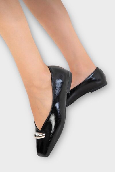 Liger Женски балерини с квадратна катарама BLACK