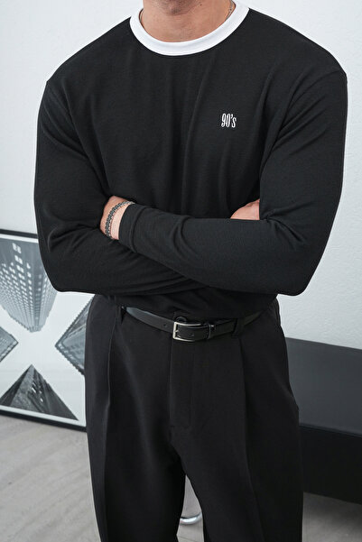 İLKCET MODA Crew Neck 90 Embroidered Oversize Sweatshirt