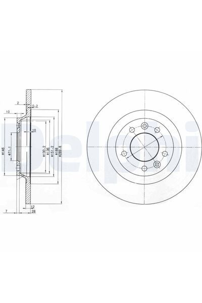 DELPHİ Brake Disc, rear left/right, Citroen C6,