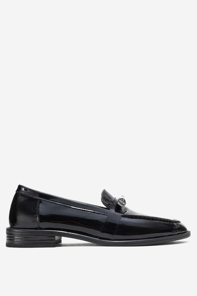 Dericlub Women's Stylish Patent Leather Loafer Genuine Leather Rg 7504 Black