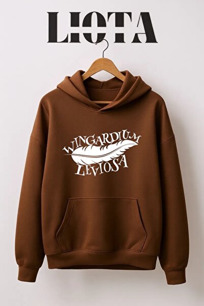 Vordevia سويت شيرت قطني كبير الحجم مطبوع عليه Wingardium Leviosa مكون من 3 خيوط